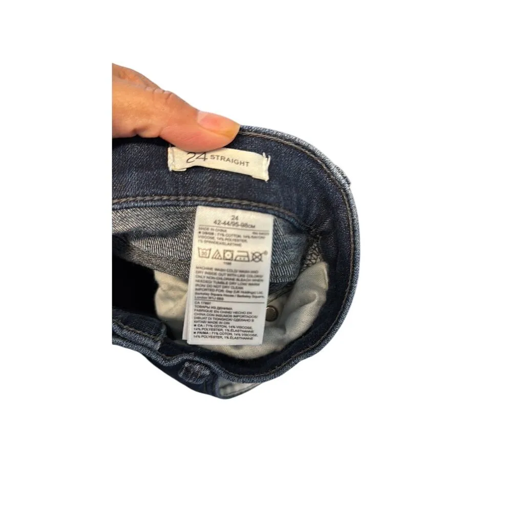 Banana Republic straight leg low rise dark wash size 24 office preppy minimalist - Image 7