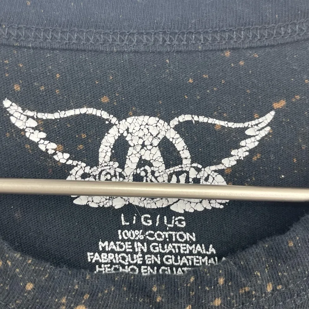 Aerosmith Vintage Custom Bleach Splatter Reverse Dyed Graphic Baby Tee SZ L - Image 3