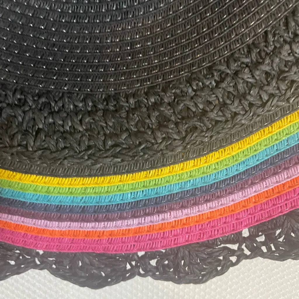 Betsey Johnson Black Hat with Colorful Trim - Image 2