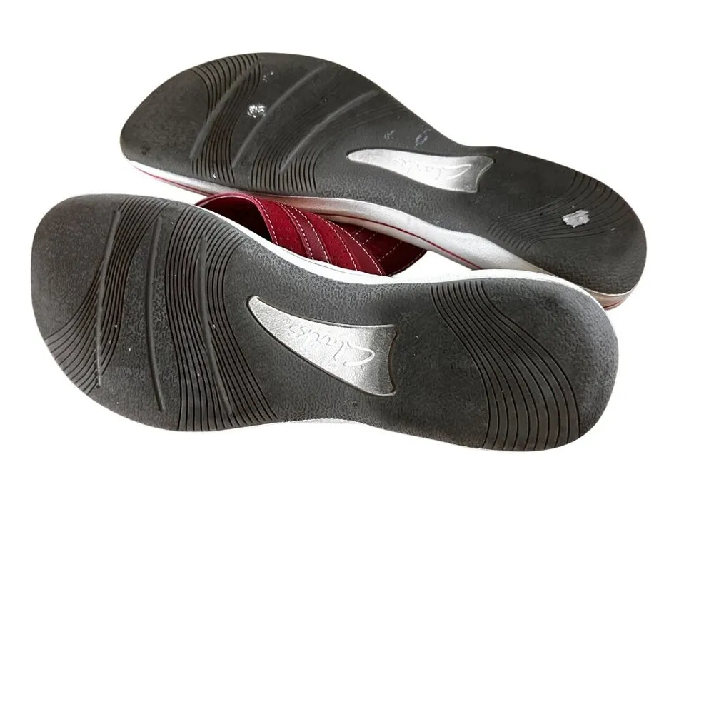 Clarks Size 11 Slip On Womens Thong Sandal Red - Image 8