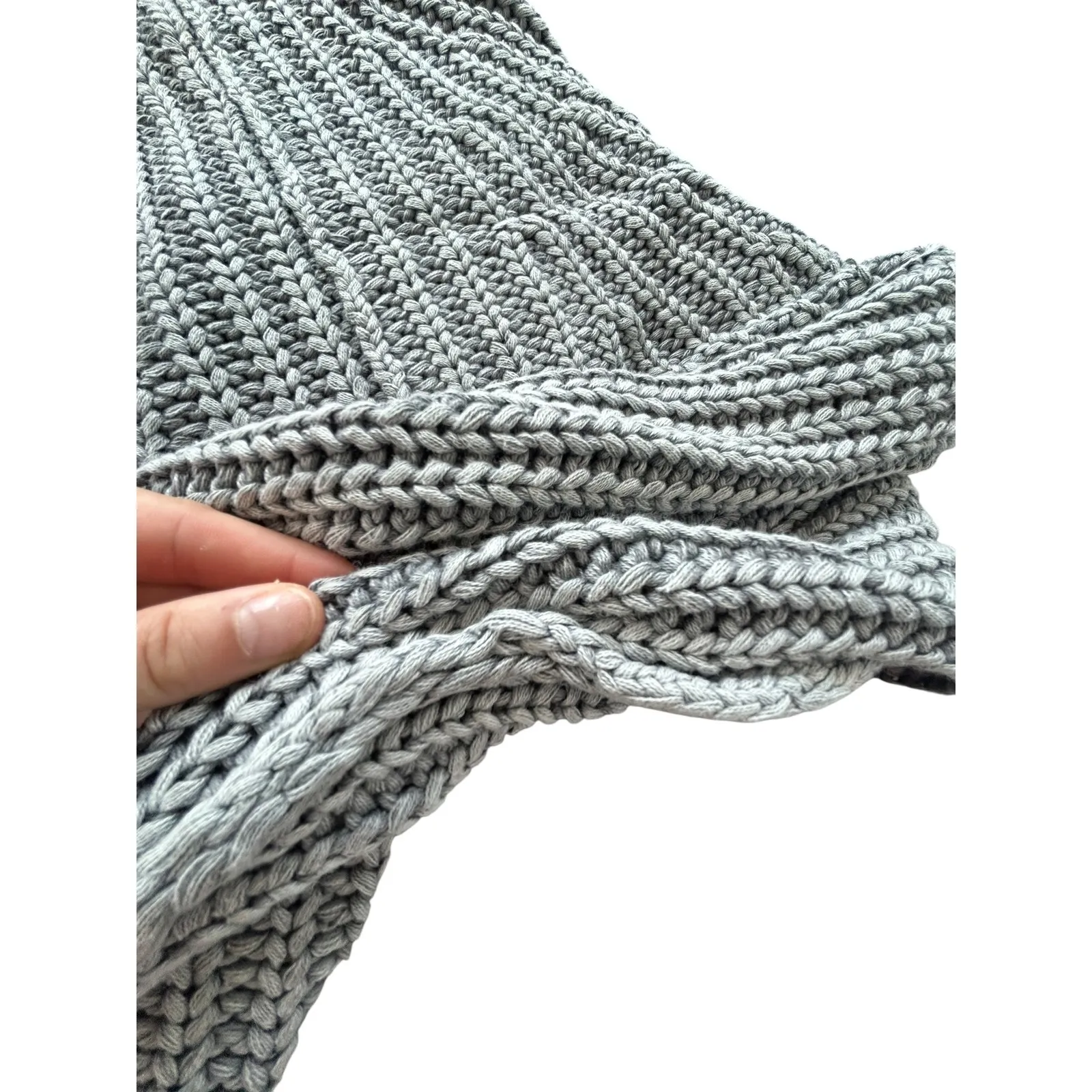 Free People Sweet Nothing Cardi Tungsten Grey Ribbed Cropped Sweater Size L - Image 5