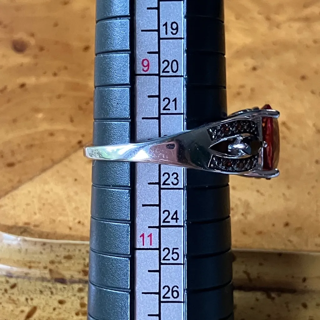 Red Labradorite Vermelho Red Garnet Sterling Silver Ring Size 10 - Image 9