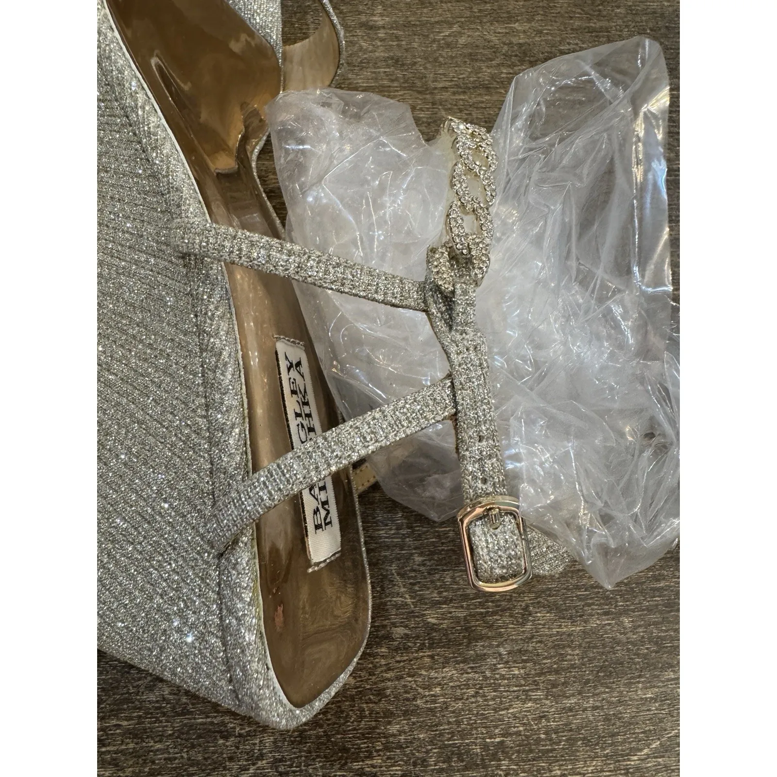 Badgley Mischka Women's Kaelyn Wedge Sandal Silver Size 10 Rhinestones - Image 5