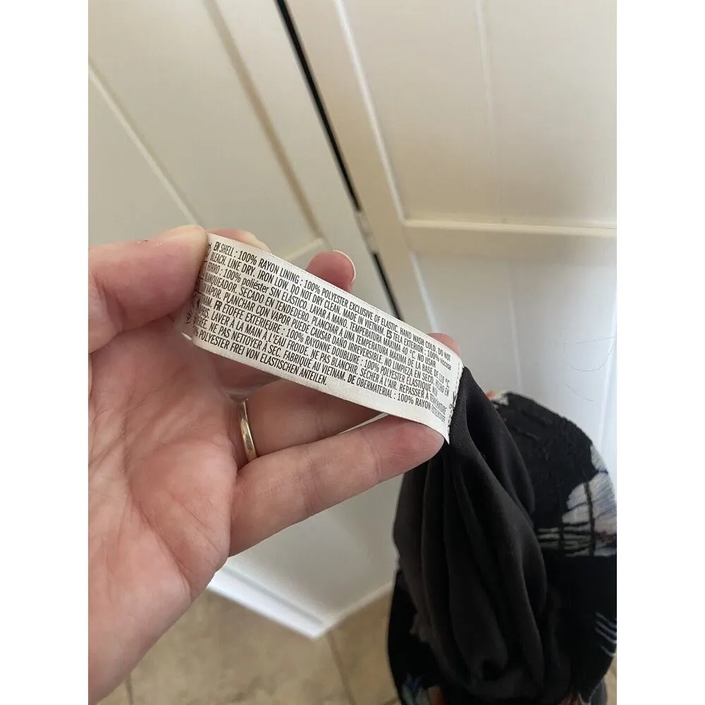 Forever 21 Womens Pants Size M Tropical Floral Wide Leg Black Colorful High Rise - Image 5