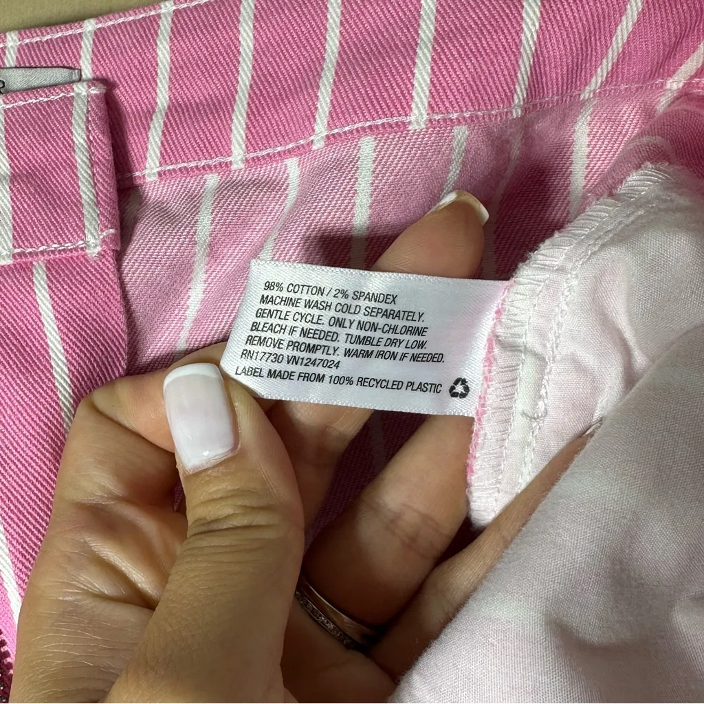 Victor Glemaud Target Sz 4 Women’s Pink White Denim Striped Mini Jean Skirt - Image 9