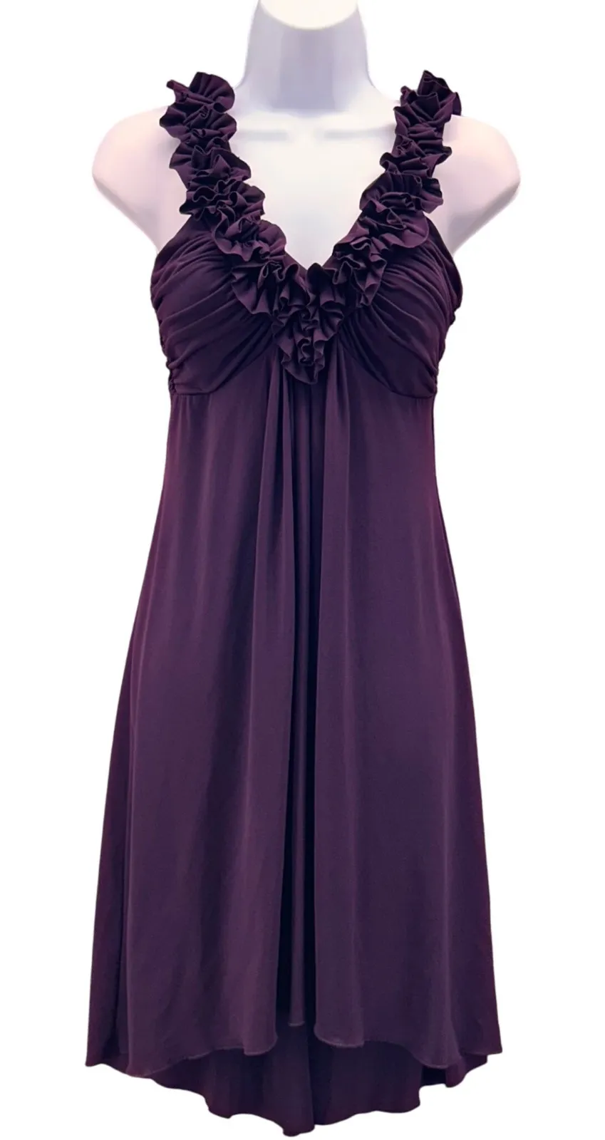 Y2K Baby Doll Dress Size 6 Purple Berry Ruffle Fairy Whimsigoth Stretchy Knit - Image 1