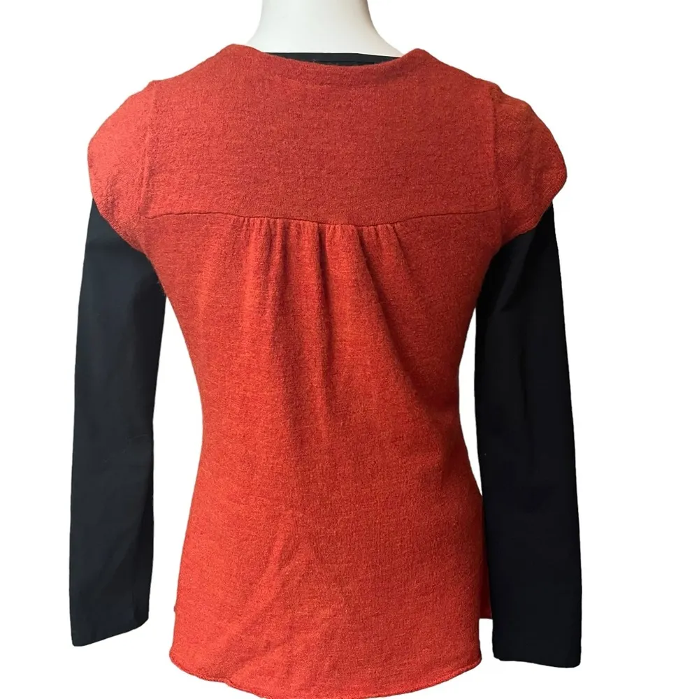 Anthropologie Moth Orange/Rust Wool Bow Front Sweater Vest - Image 8