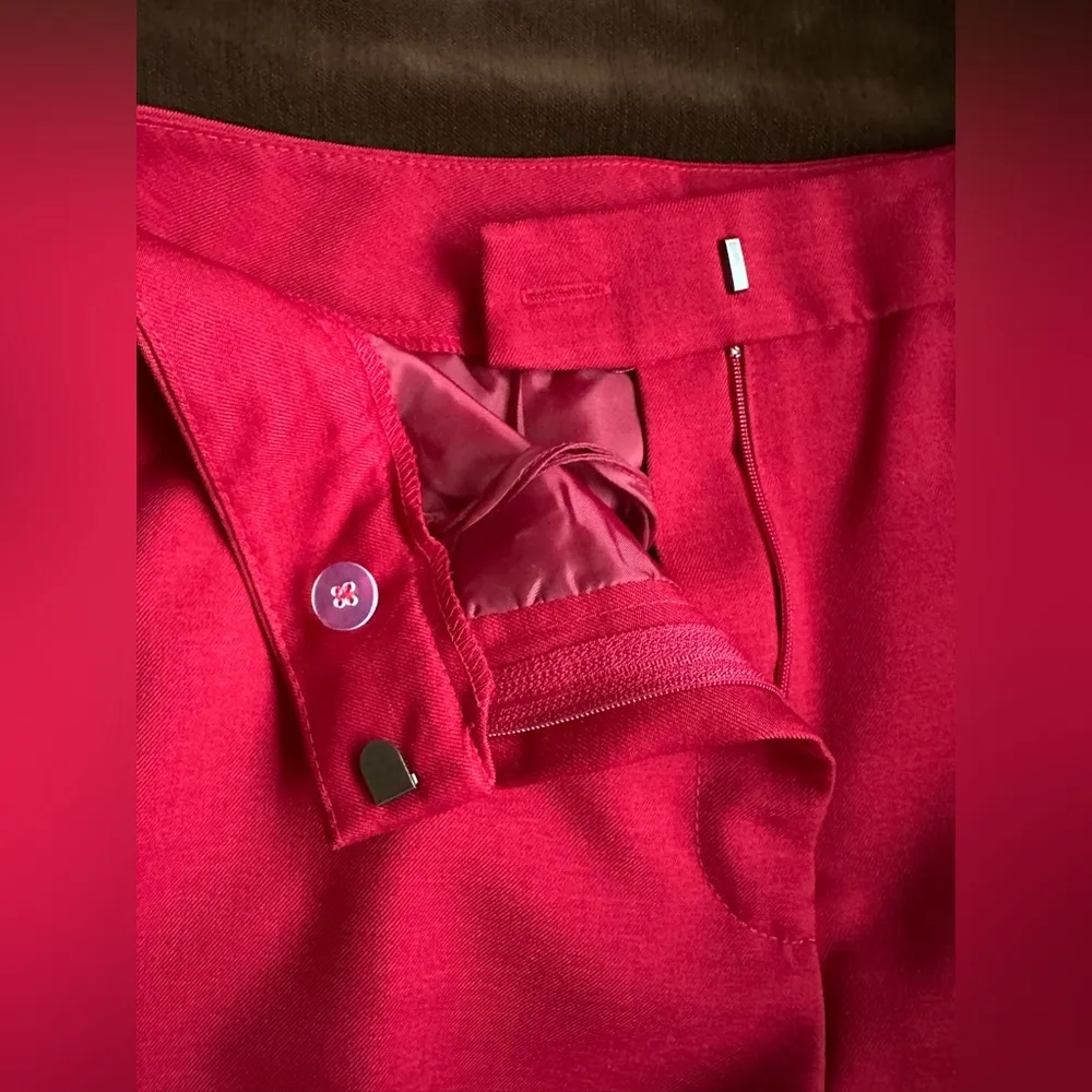 Jones Wear Essential Red NWT Crease In Front &.Back Wide & Straight  Leg Sz 6 - Image 6