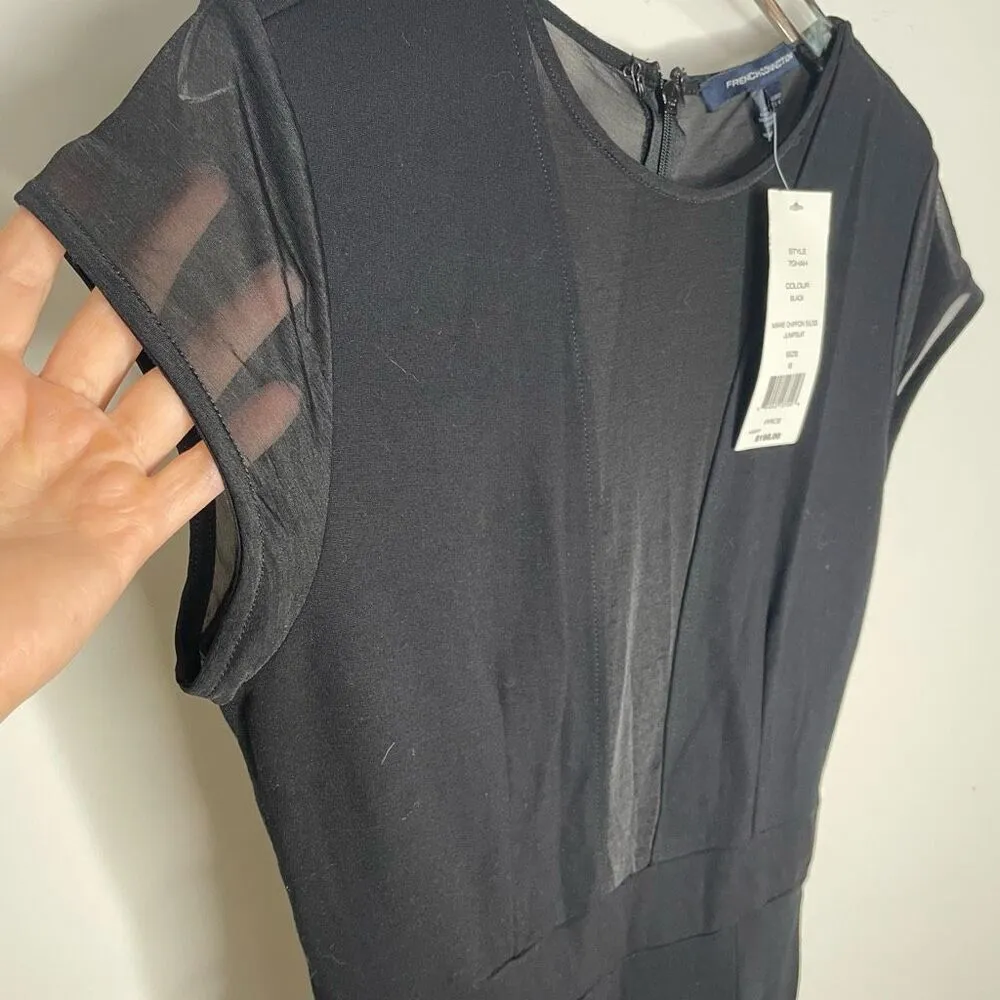 NEW French Connection Marie Chiffon Jumpsuit Mesh Detail Pants 7GHAH Black 6 nwt - Image 9