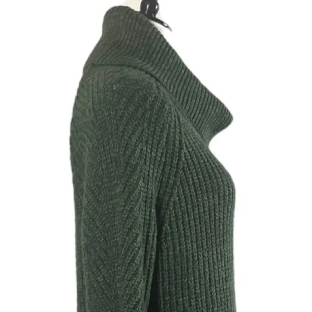 A New Day Target Sweater Tunic Turtleneck Chunky Knit Olive Green Women’s Size M - Image 8