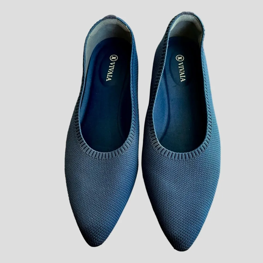 Vivaia Blue Size 10.5 Women's Sustainable Comfort Pointy Ballet Flats - Image 2