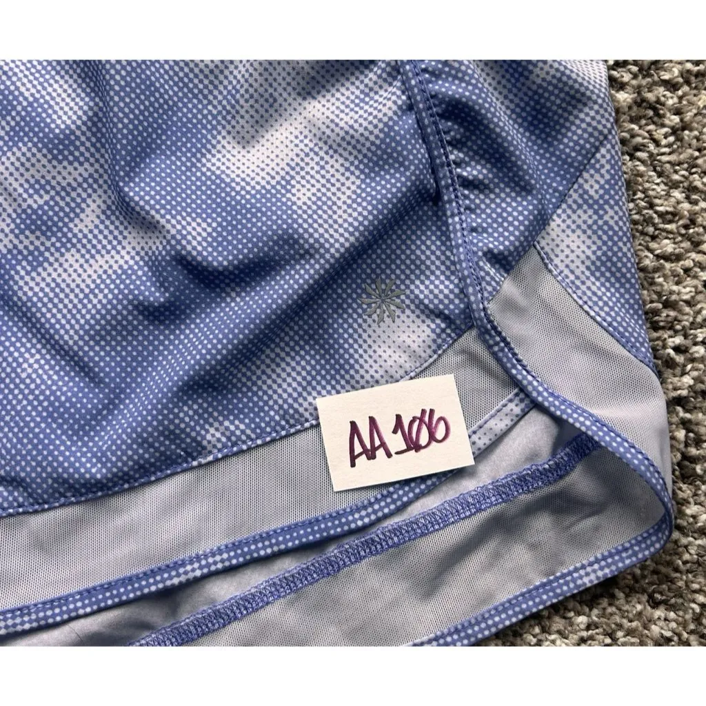 Athleta Women’s Printed Mesh Racer Run Short 4" Medium Blue Cloud 446581 - Image 4