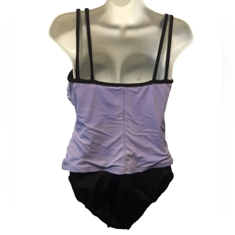 One Piece Draped Ruched Swimsuit Sz 10 Lavender Padded Bust Slimming - Image 4