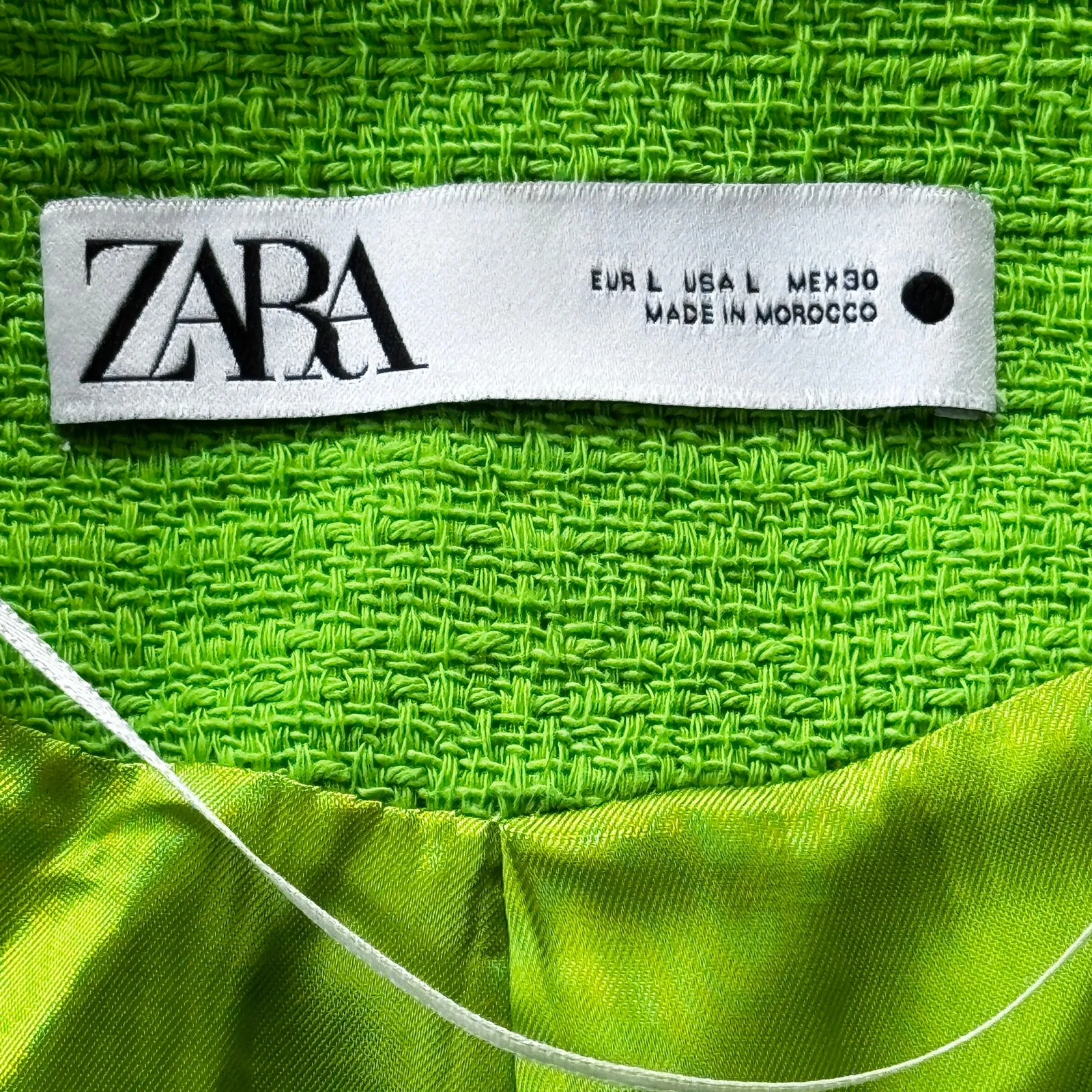 ZARA Textured Blazer‎ Skirt Set Neon Green Size M/L - Image 9