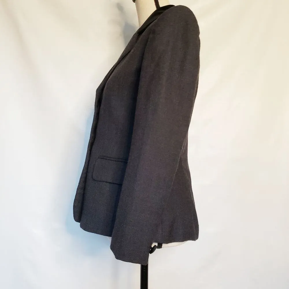 Rena Rowan Saville Wool Blazer Size 4 Velvet Collar Gray 4 Button Hour Glass - Image 4