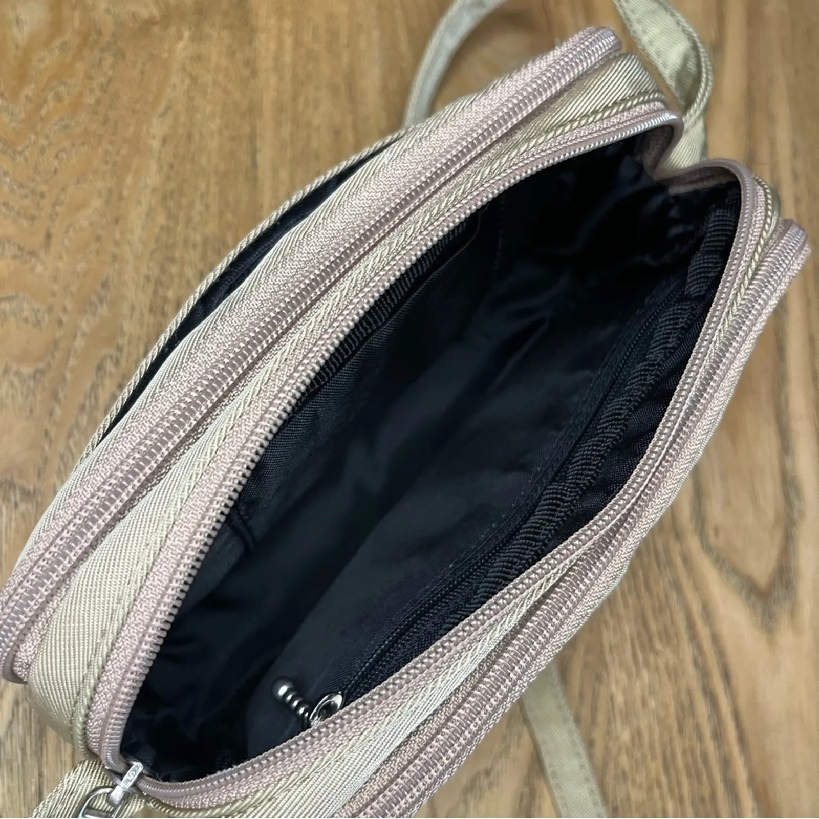 Vintage Kate Spade Y2K Crossbody Nylon Camera Bag 90s Beige Made In USA - Image 8