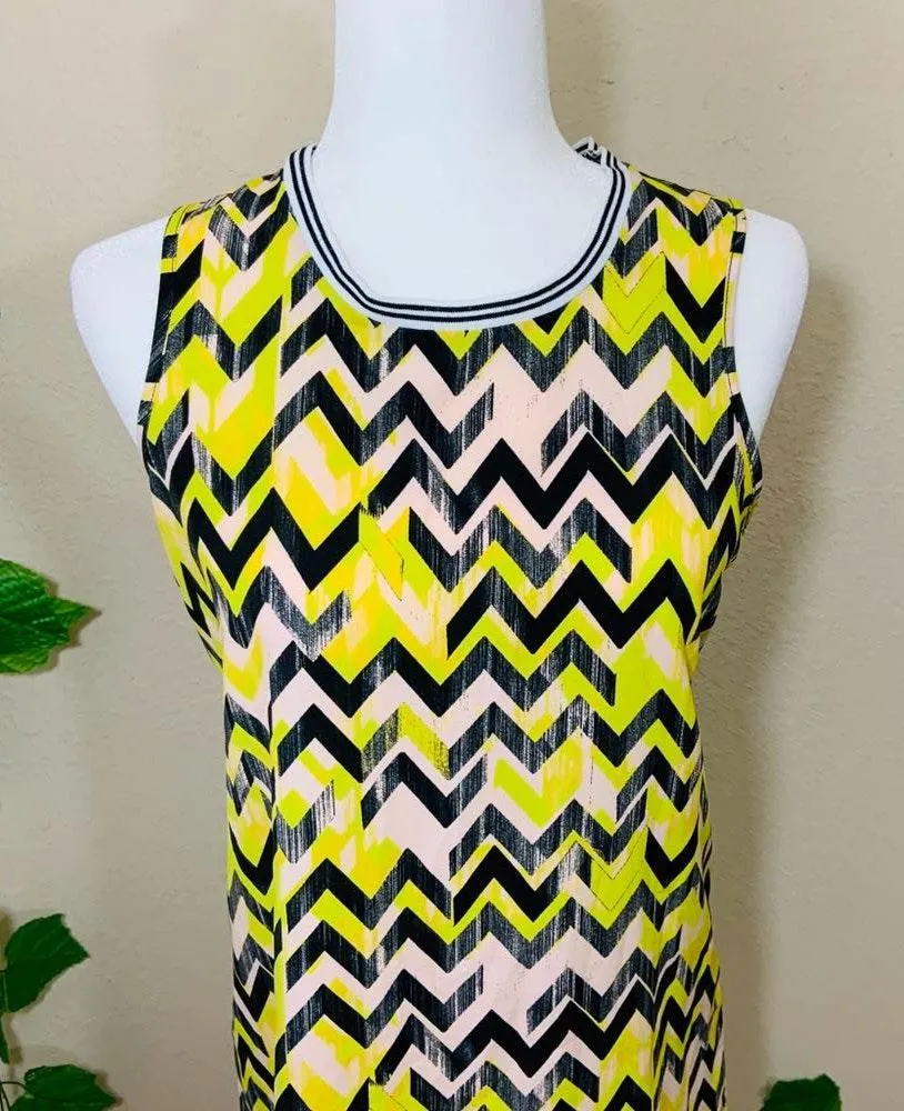 Yellow Chevron Zig Zag Shift Dress - Image 4