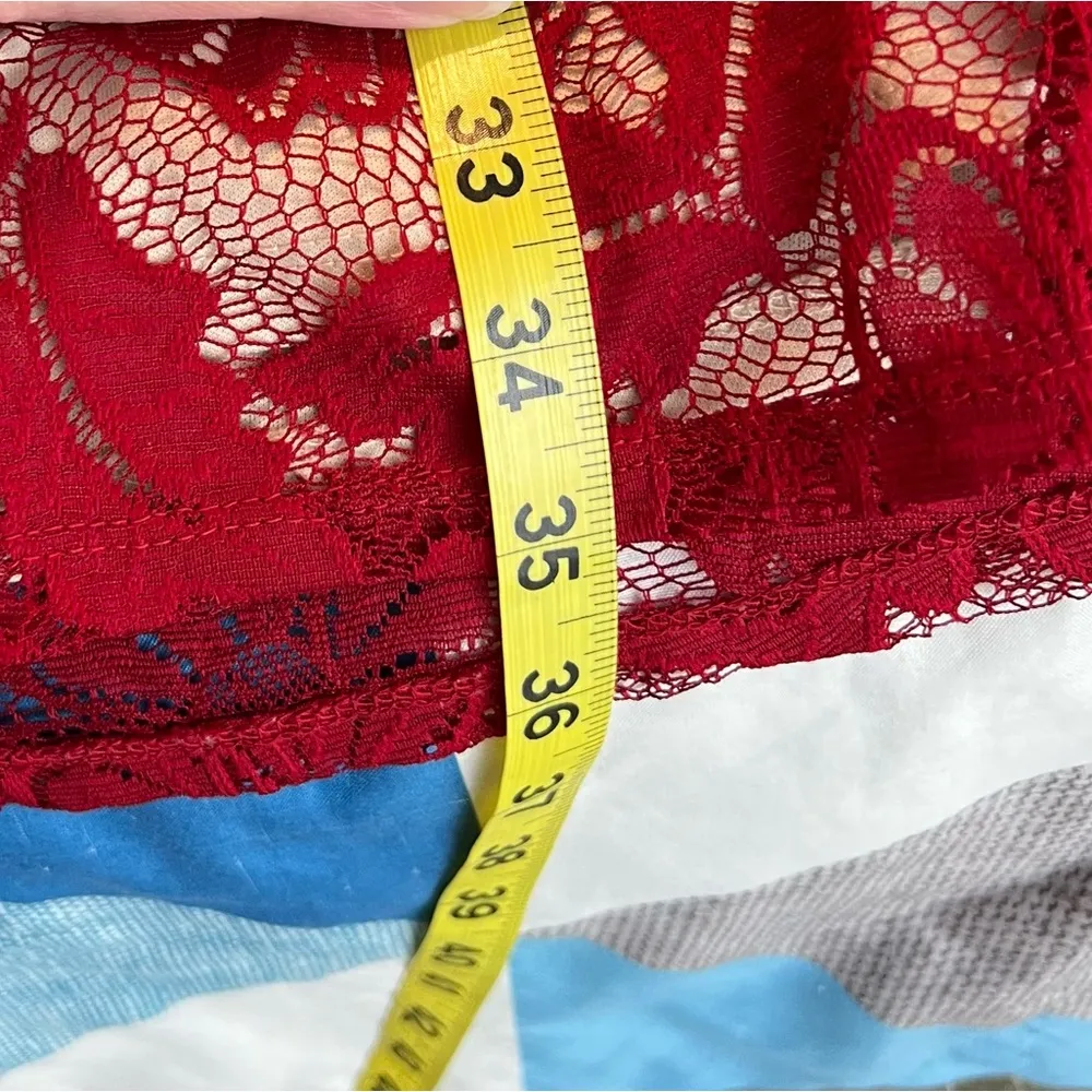 PerSeption Concept Burgundy Maroon Dress Medium Lace Overlay V Neck Short Sleeve - Image 8