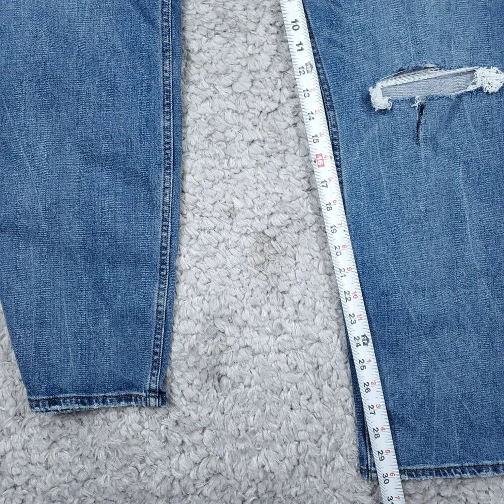 Abercrombie 90s Slim Straight Ultra High Rise Jeans Blue Ripped Y2K Size 24 37 - Image 12