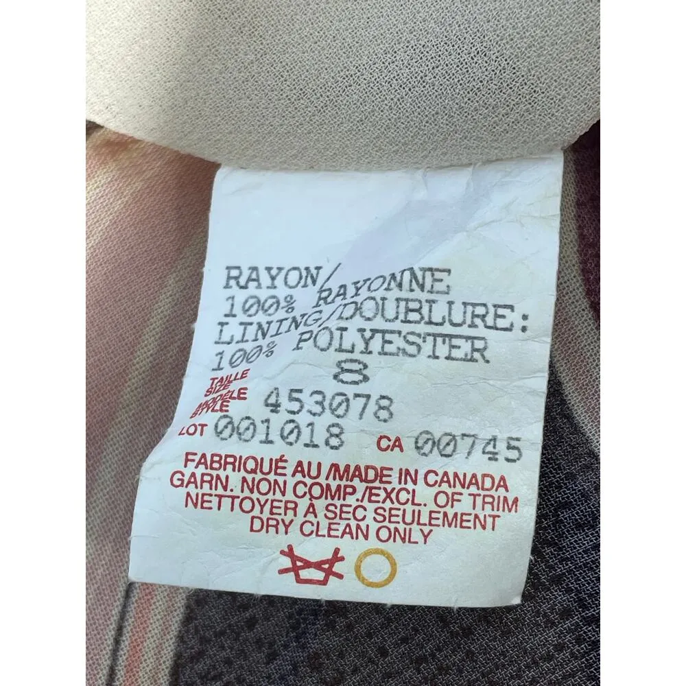 Y2K Citrine Dress Size 8 Pink Abstract Drape Neck Ruffle Hem Country Club Preppy - Image 7