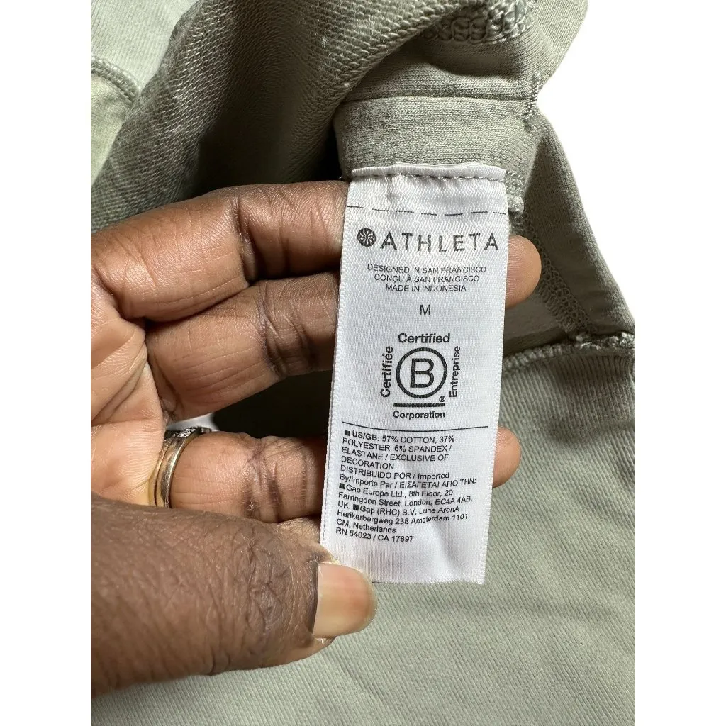 Athleta Women's Sleeveless V Neck Tunic Sweatshirt Top Sage Green Cotton Blend M - Image 5