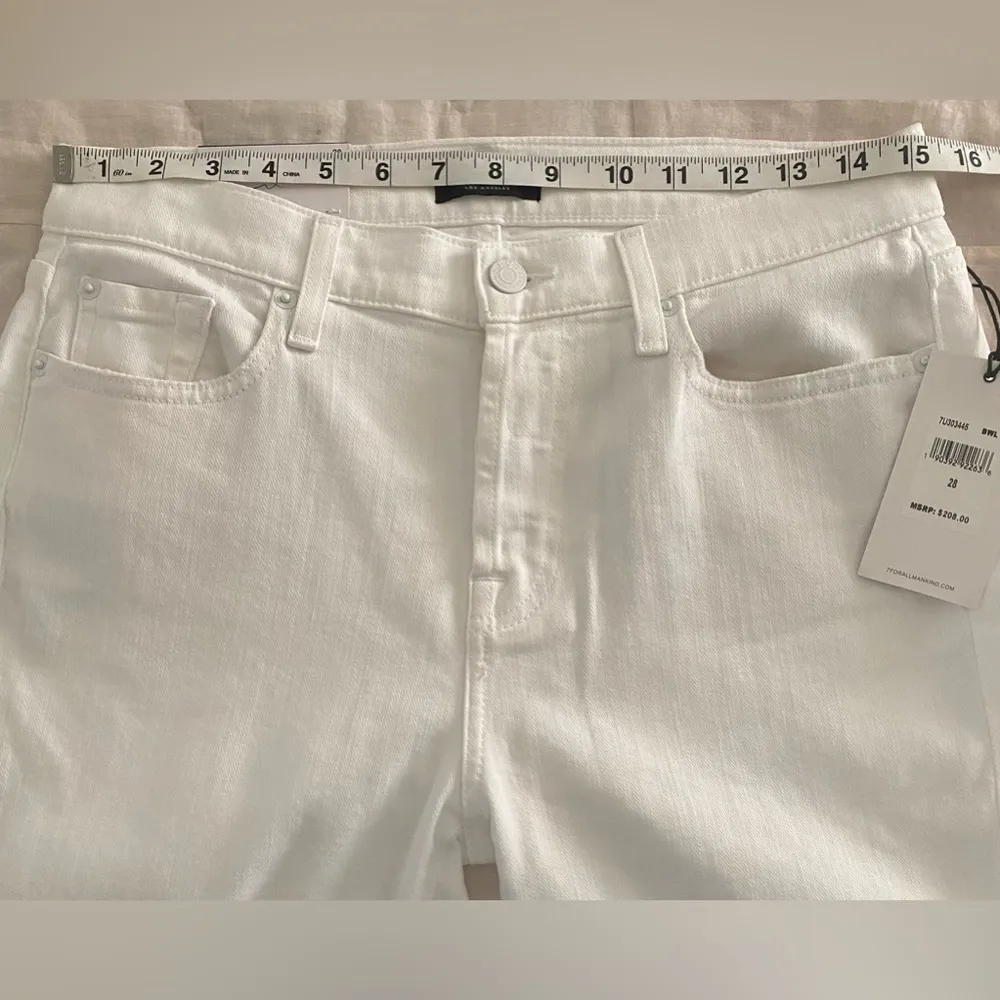 7 For All Mankind White Josefina Feminine Boyfriend Jeans, Size 28 NWT! $208 - Image 9