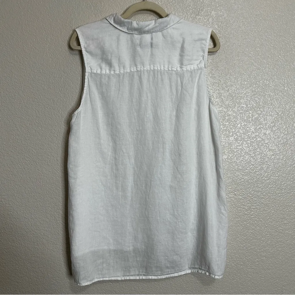 Jones New York 100% Linen White Sleeveless Button Down Tunic Top, Size XL - Image 6