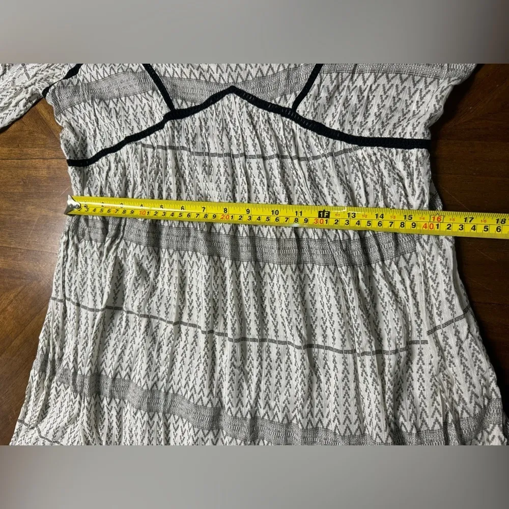 Walter Baker Long Sleeve Babydoll Dress White Black Print Size 10 - Image 5