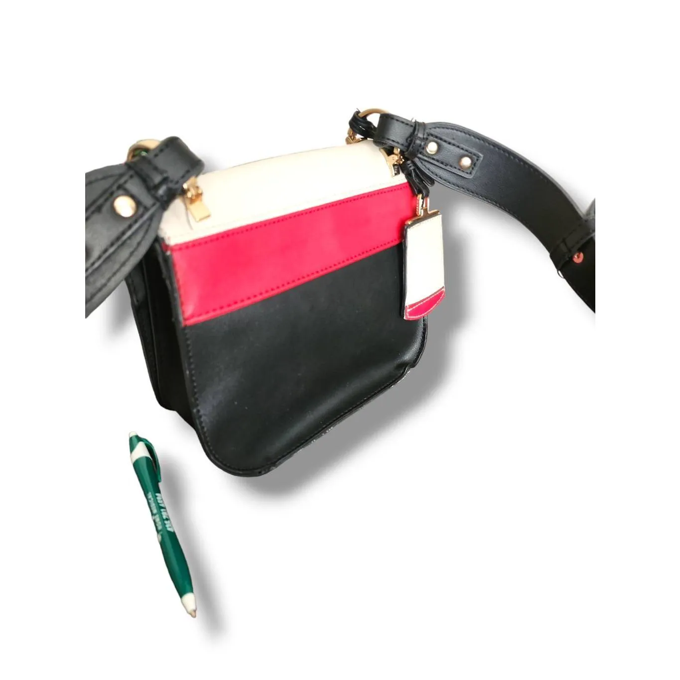 Carpisa Made In Italy Black Leather Satchel Top Small Crossbody Bag Minimalist P - Image 5