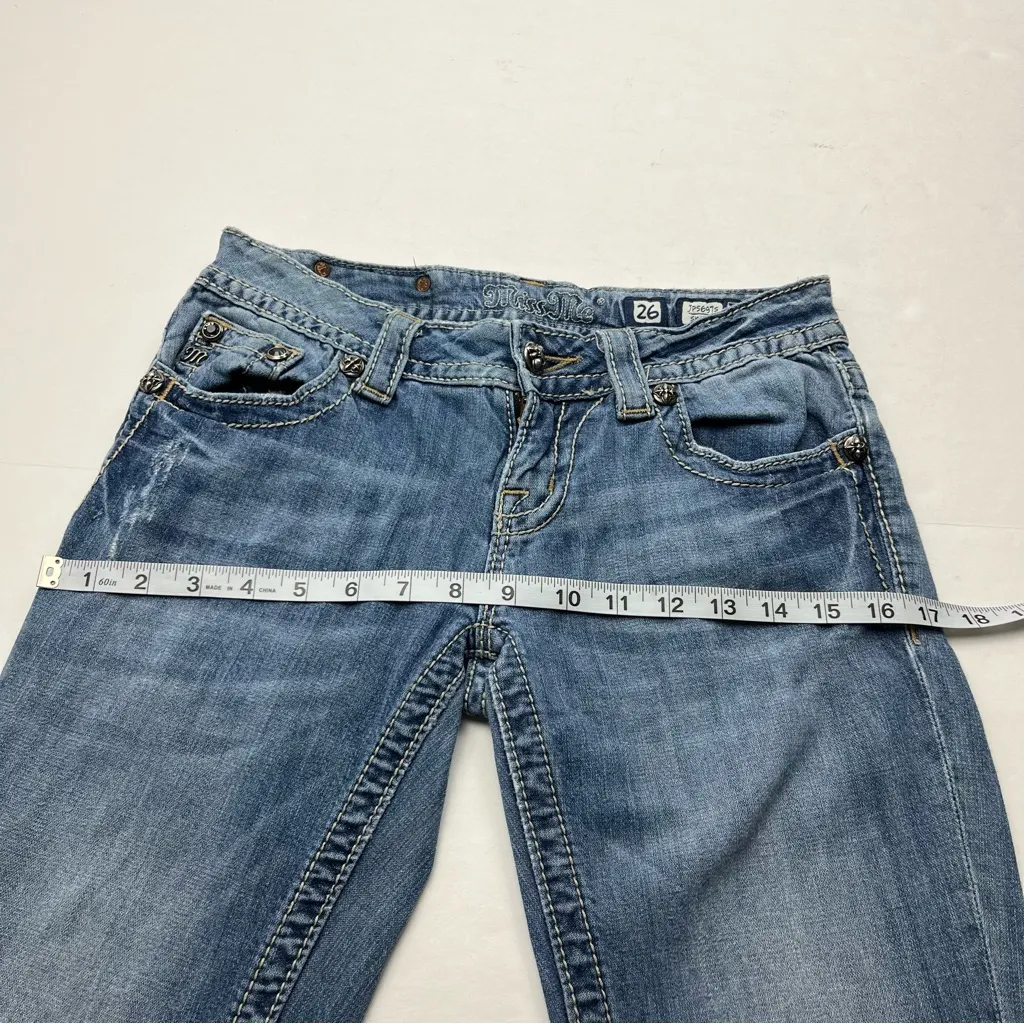 Miss Me Skinny Jean‎ Cross Back Pockets Low Rise Womens Size 26 Blue Denim *FLAW - Image 11