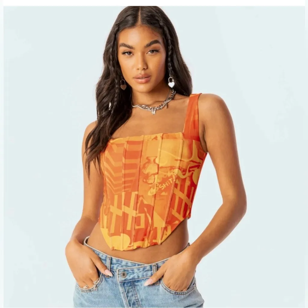 ALIN CORSET TOP‎ Edikted burnt orange - Image 4