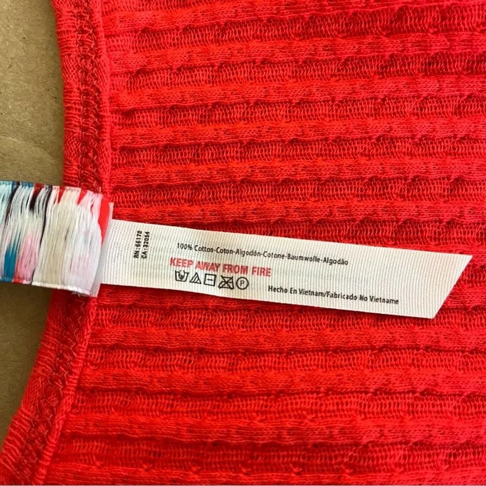 Free People Red Ribbed Henley Top - Image 7