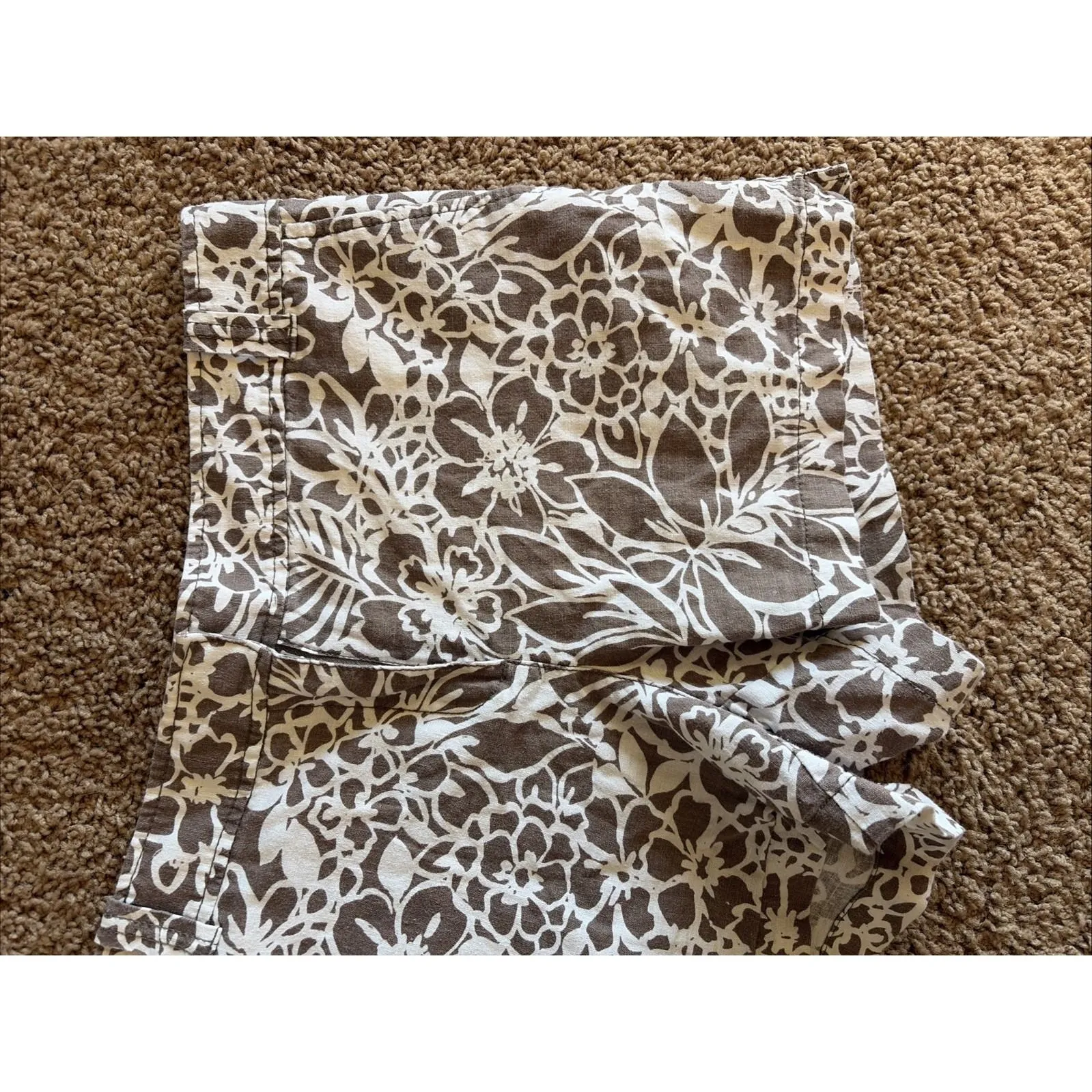 New York & Company Brown Tropical Floral Flower Linen Blend Shorts Womens 6 - Image 3