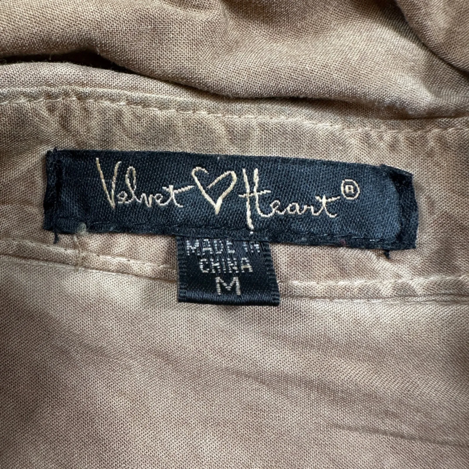 Velvet Heart Button Down Shirt Top Womens M Brown Washed Distressed Collared - Image 4