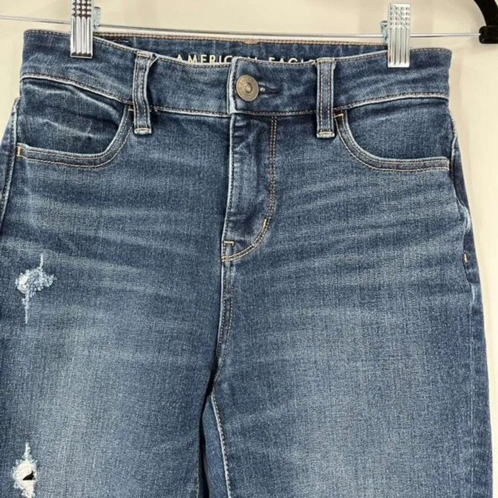 American Eagle Women's Distressed The Dream Jean High Rise Jeggings Blue‎ Size 0 - Image 5