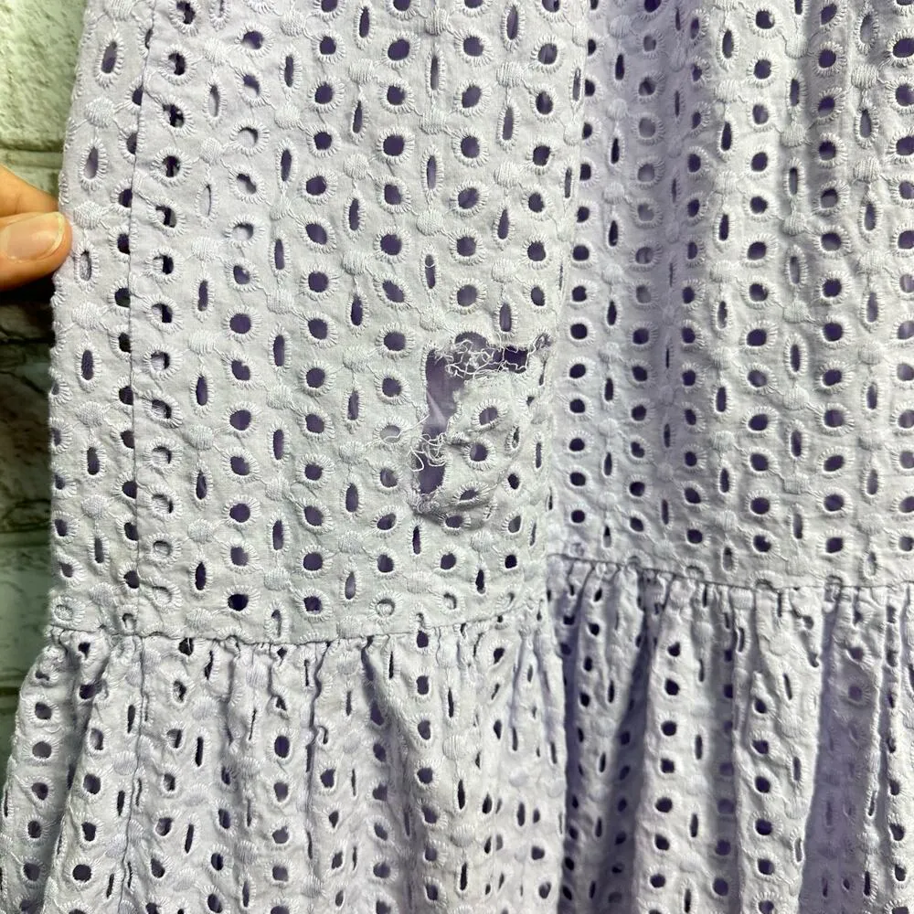 Slate & Willow Dress Smocked Midi Eyelet Lace Purple Lavender Sundress  L - Image 6