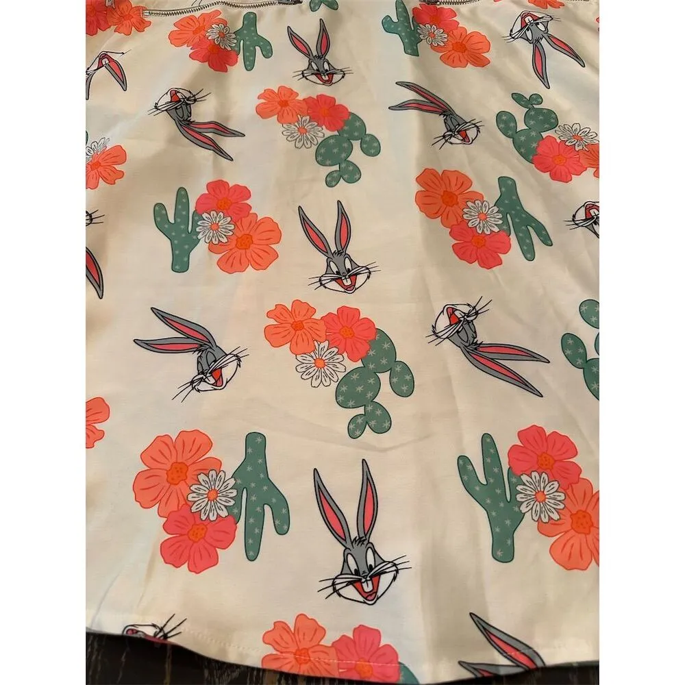 Unique Vintage Looney Tunes Bugs Bunny Cactus Midi Skirt XS Multicolor - Image 2