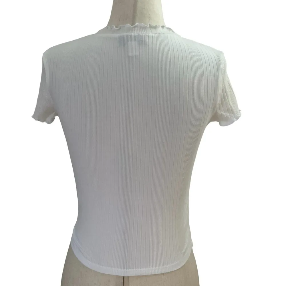 Topshop White Crop Top Size 4 (4-14) - Image 2