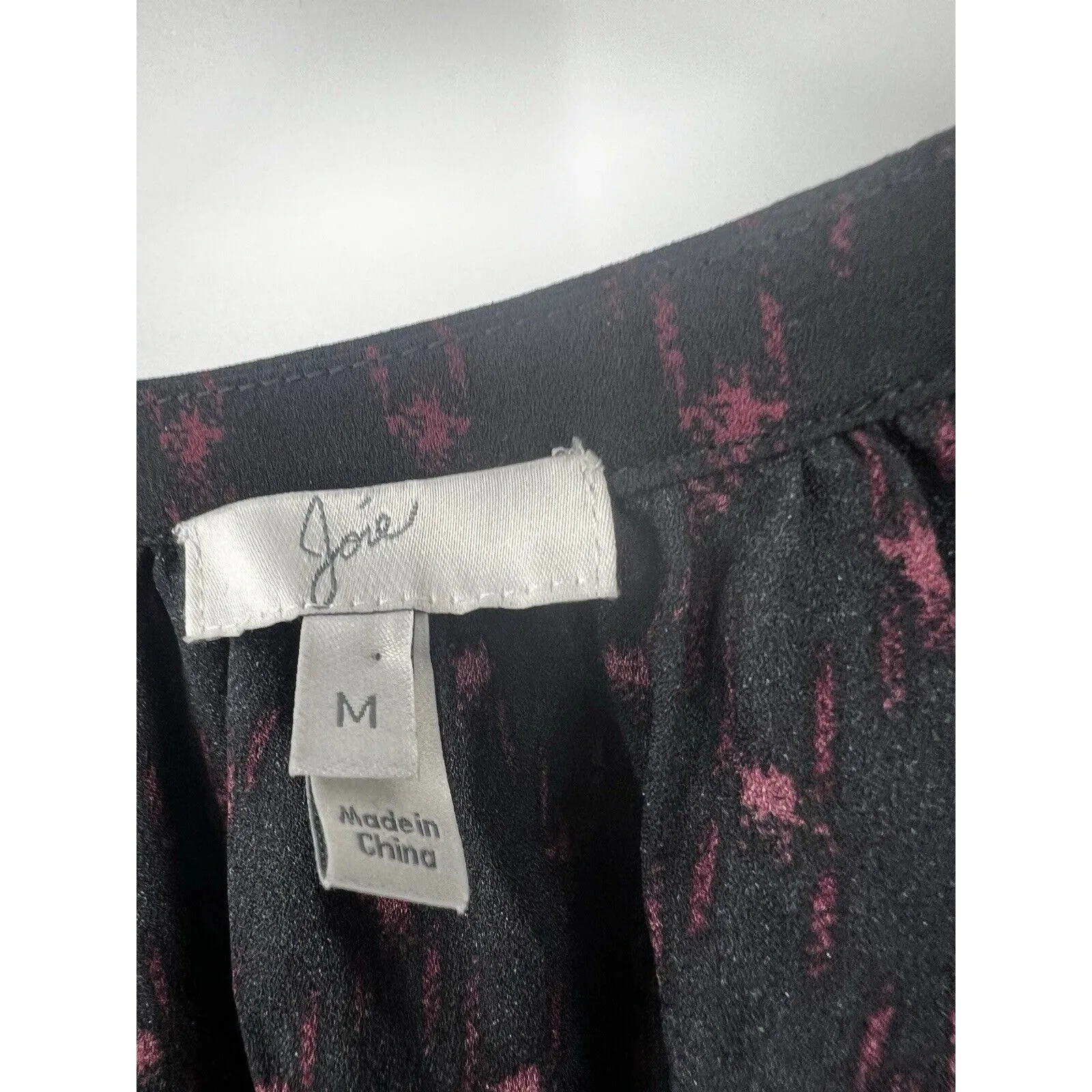 Joie Shirt Womens V-Neck Geometric Pullover Black Long‎ Sleeve Size Medium - Image 2