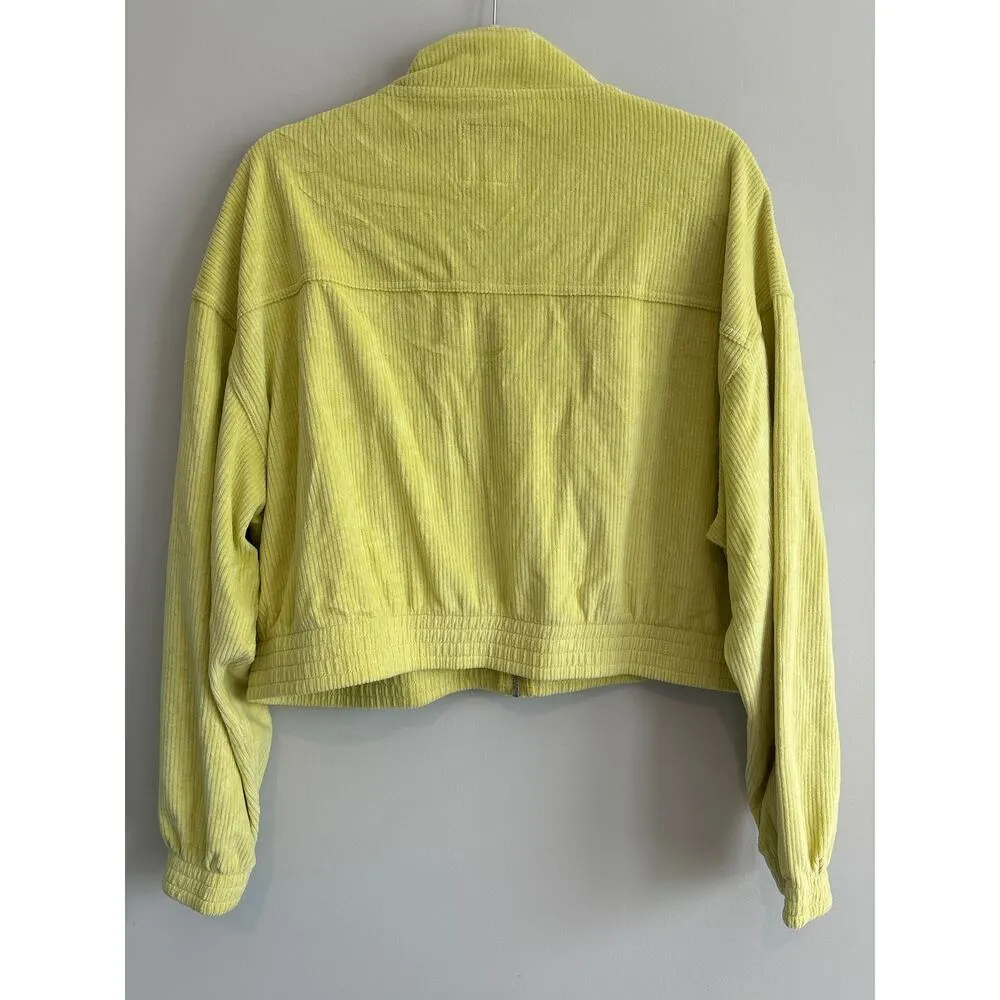 NWT Aerie Corduroy Zip Up Bomber Jacket Neon Green Size XL - Image 5