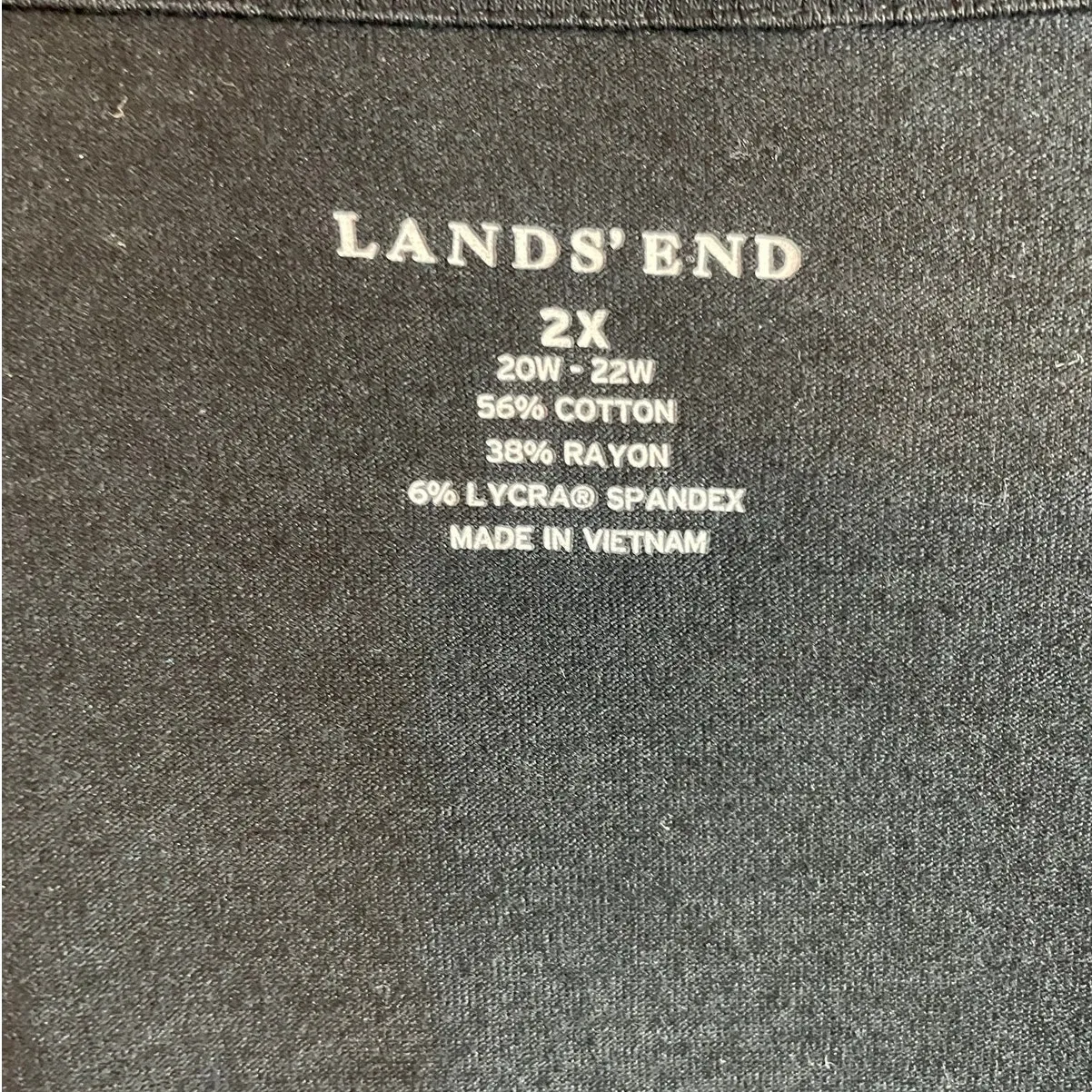Lands End Women Top 2X‎ Black Gathered Scoop Neck Minimalistic Flowy Relaxed - Image 2