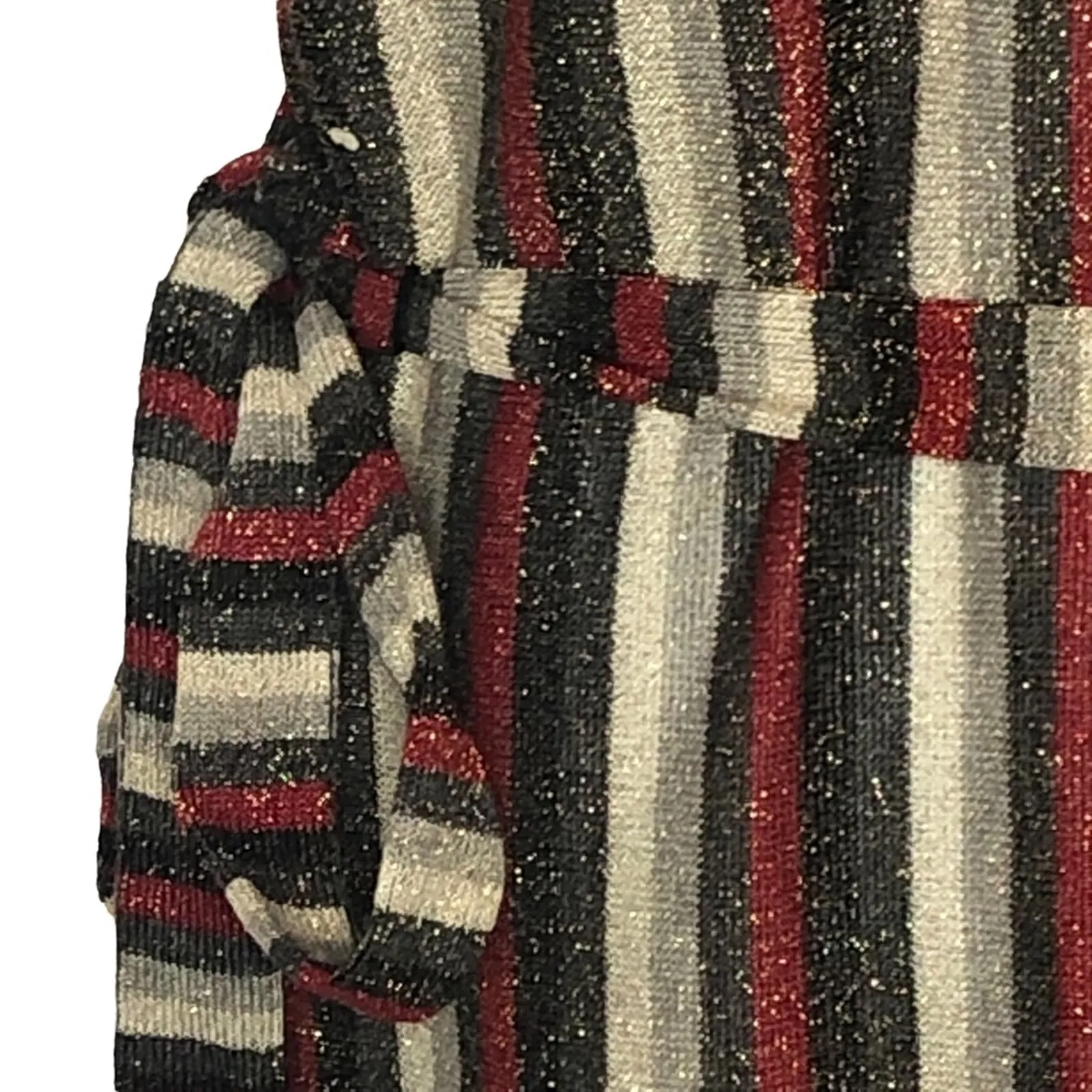 Zara Metallic Striped Belted Midi Dress V-Neck Size M - Image 10