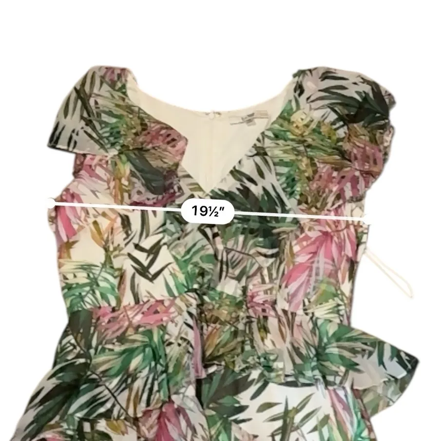 Badgley Mischka Palm Tree Maxi Dress Women’s‎ Size 16 Ruffle Sleeve Tie Waist - Image 14