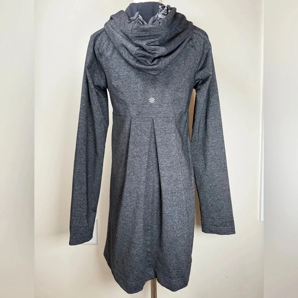Athleta Gray Pleated Full Zipper Hoodie Long Jacket Women’s Size Small - Image 3