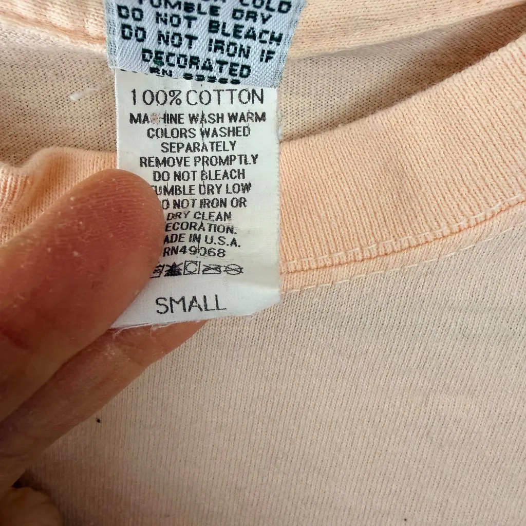 Sope Creek Vintage Crayola Embroidered Logo Tee 100% Cotton Small Y2K Pink - Image 7