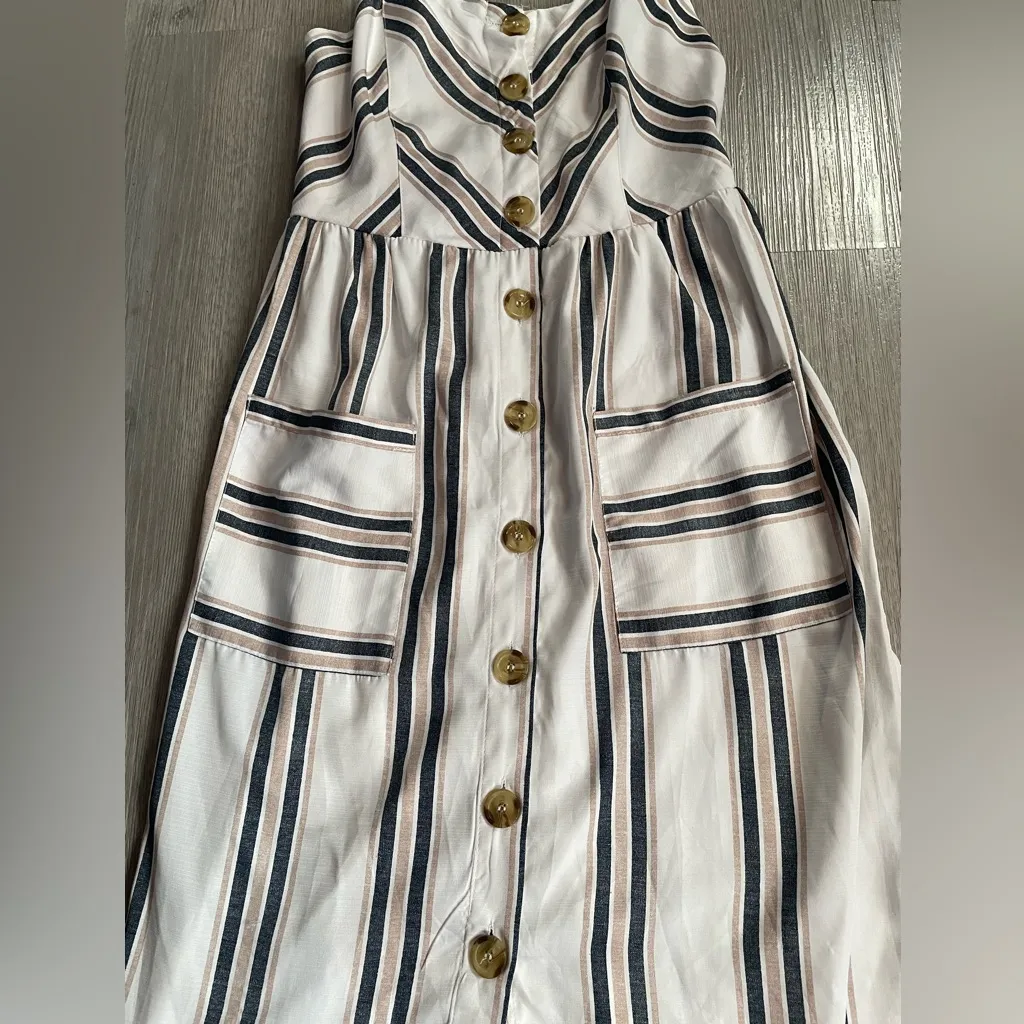 Style House  Striped Button-Front Midi Dress - Image 2