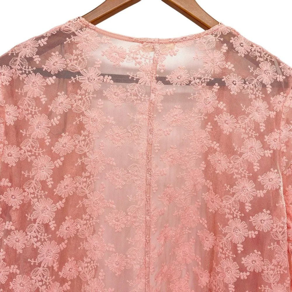 Pink Floral Embroidered Lace Kimono In Loom Boutique - Image 14