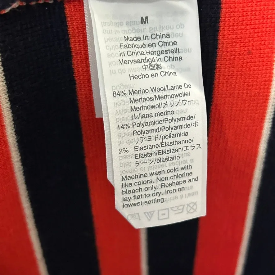 NEW J. Crew Short-Sleeve Striped Sweater Knit Dress Red Blue Wool Md Academia - Image 10