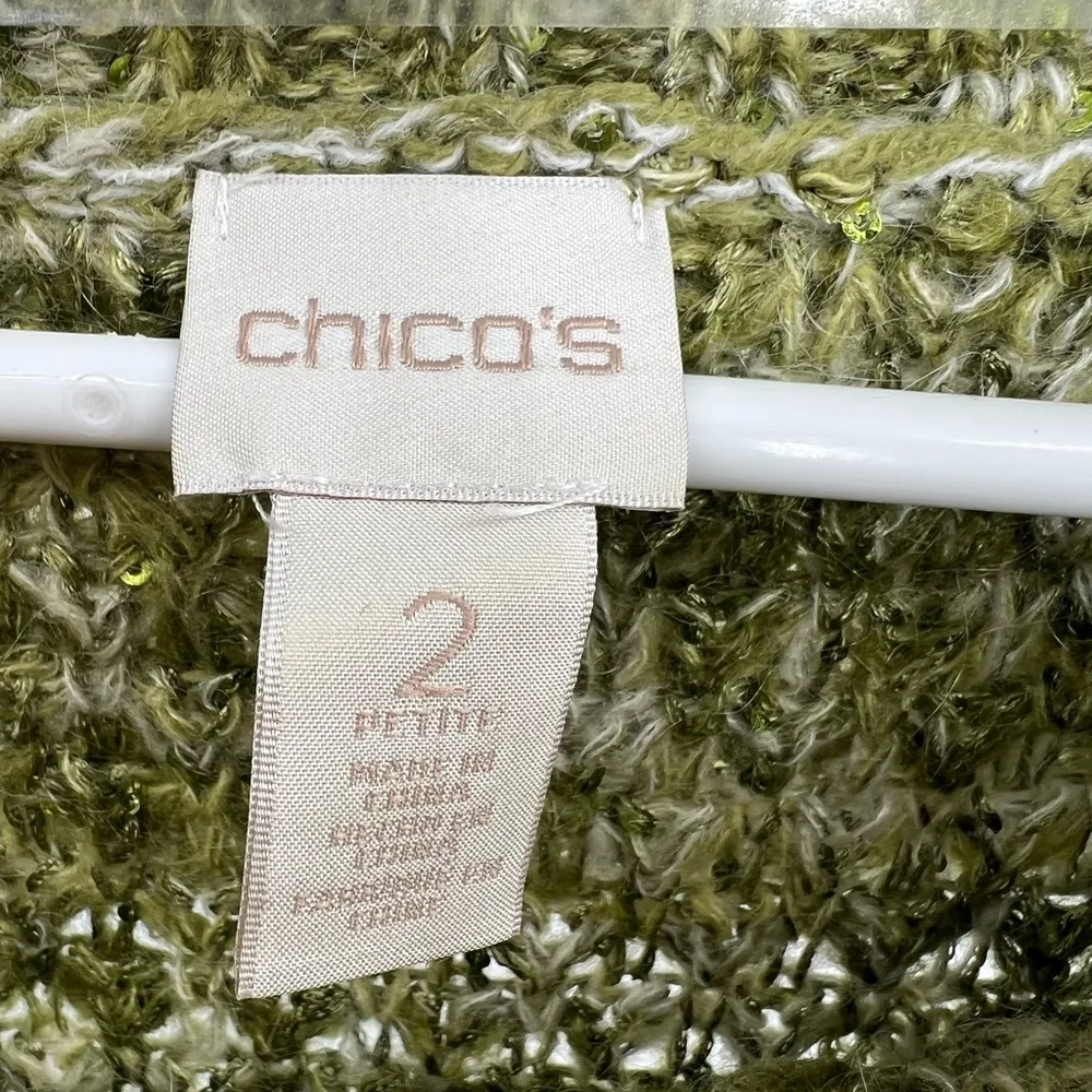 Chico’s 2 L light green mohair cowl neck sequin sweater winter holiday casual - Image 4