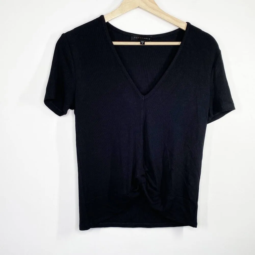 Sanctuary Womens Tee Size S Black Short Sleeve Tie Knot T-Shirt Casual Minimal - Image 6